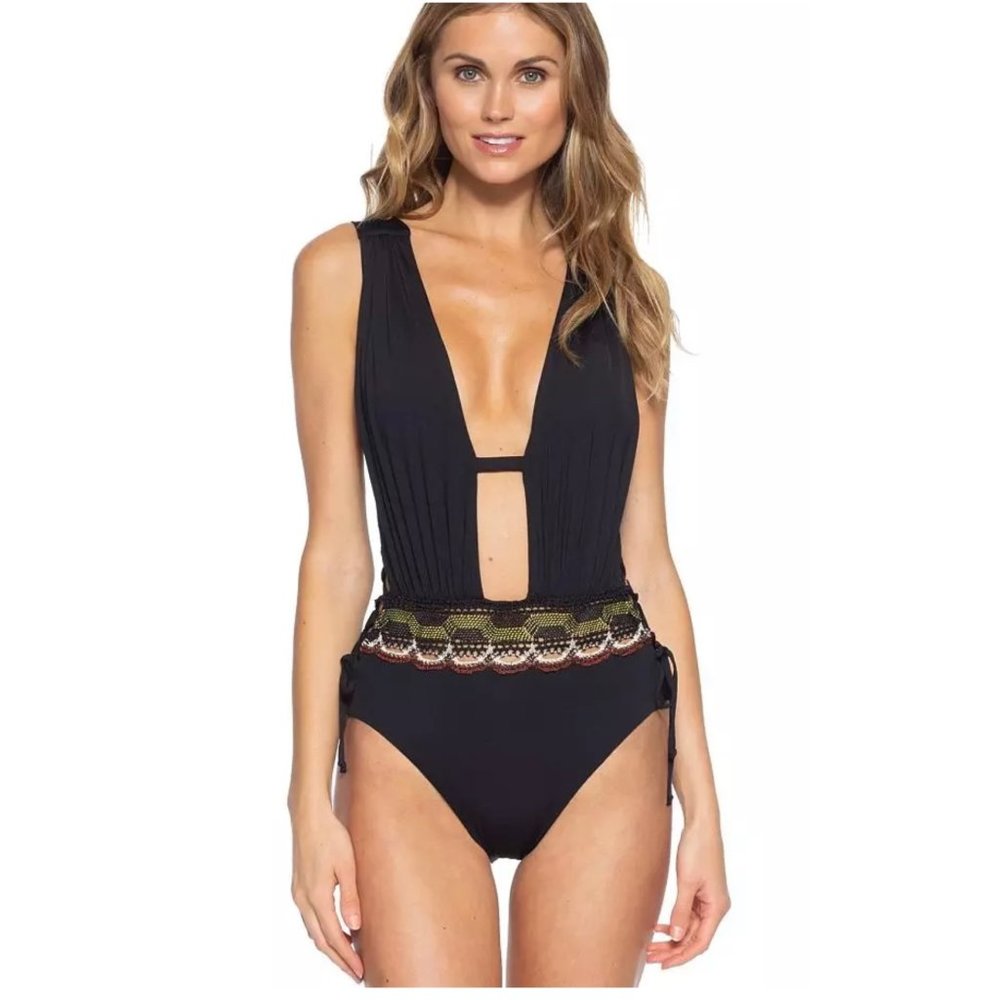 BECCA East Wind Plunging Swimsuit SZ SP